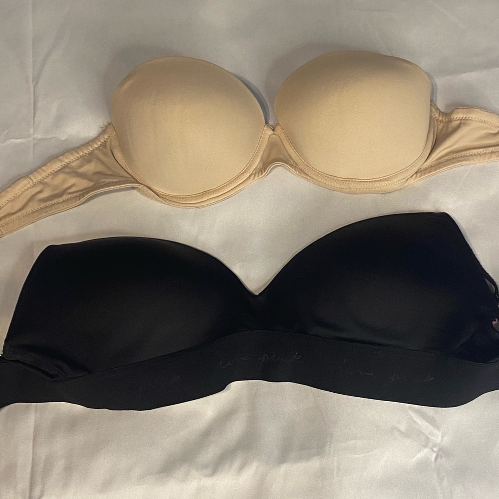 PINK Victoria's Secret Cream Strapless Bra